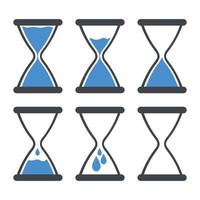 conjunto de icono de agua en reloj de arena. detener el calentamiento global, detener el concepto de desperdicio. icono del día mundial del agua. ilustración vectorial vector