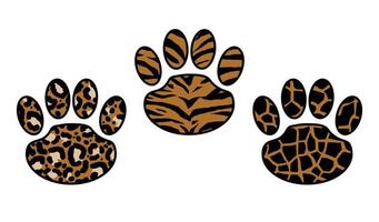 conjunto de huellas de leopardo, tigre y guepardo. estampado animal de moda. vector