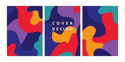 Set of modern design template with abstract wave shapes in bright colors. Minimal fluid background for brochure, flyer, banner, poster and branding design. Vector illustration