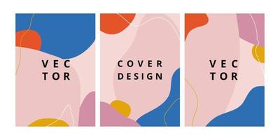 Set of modern design template with abstract wave shapes in dynamic style. Minimal fluid background in bright colors for brochure, flyer, banner, poster and branding design. Vector illustration