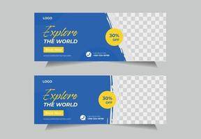 Explore the world travel social media Cover template and web banner for travelling agency