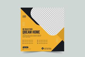 Modern Construction social media post banner template design and abstract real estate construction banner design