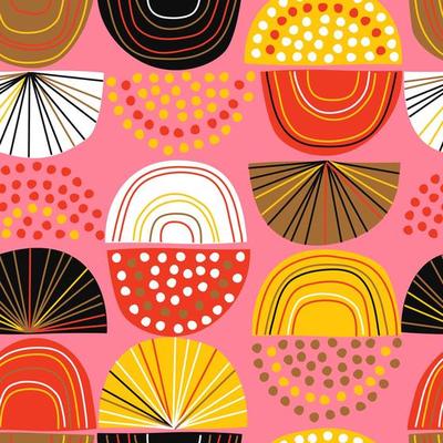 Seamless geometric pattern in modern abstract style. Nordic pastel background. Vector illustration for print, design, fabric.