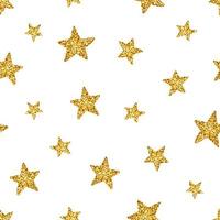 Seamless pattern with gold glittering stars, confetti background. Vector illustration for print, scrapbook or wrapping paper