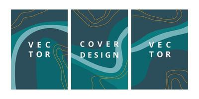 Set of modern design template with abstract organic shapes in green colors. Minimal stylish background for brochure, flyer, banner, poster and branding design. Vector illustration