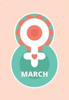 Floral simple 8 March with female gender icon. Vector illustration