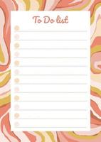 Abstract fun To Do List template with notes on liquid background in pastel color. Trendy organizer design for daily target. Hand draw vector illustration