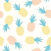 Seamless pattern of pastel pineapple with geometric ornament. Scandinavian stylish background. Vector illustration with hand drawn cute pineapple