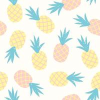 Seamless pattern of pastel pineapple with geometric ornament. Scandinavian stylish background. Vector illustration with hand drawn cute pineapple