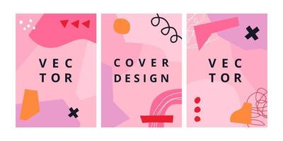 Set of modern design template with abstract shapes in scandinavian style. Funny background in bright colors for brochure, flyer, banner, poster and branding design. Vector illustration