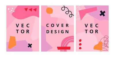 Set of modern design template with abstract shapes in scandinavian style. Funny background in bright colors for brochure, flyer, banner, poster and branding design. Vector illustration