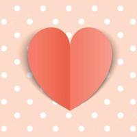 Red heart in paper cut style on polka dot background for Women's Day or Valentine's day. Vector illustration