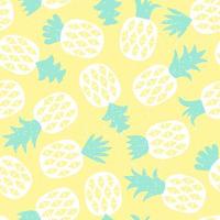 Seamless pattern of pastel pineapple with geometric ornament. Scandinavian stylish background. Vector illustration with hand drawn cute pineapple