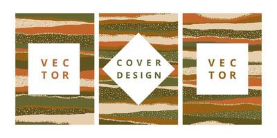 Set of abstract banner with freehand striped texture. Modern design template on vintage background with cut stripes and confetti. Stylish retro cover for branding design. Vector illustration
