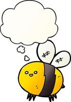 cartoon bee and thought bubble in smooth gradient style vector