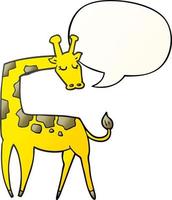 cartoon giraffe and speech bubble in smooth gradient style vector