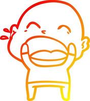 warm gradient line drawing cartoon shouting bald man vector