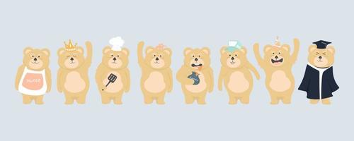 Cartoon collection of bear standing design, Vector illustration.