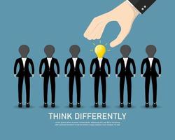 Select people with ideas, Businessman think differently, Digital marketing illustration. vector