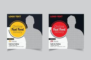 Food delivery social media design vector