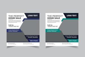 Real estate social media post design template vector