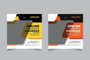 Online learning courses banner social media post vector