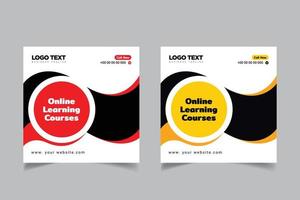 Online learning courses banner social media post vector