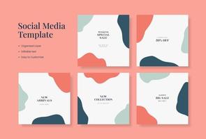 Social media template, trendy editable social media background vector