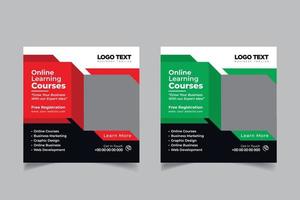 Online digital marketing course post template vector