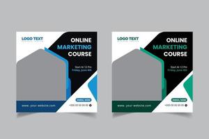 Online digital marketing course post template vector