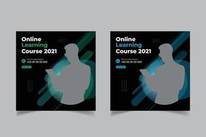 Online learning courses banner social media post vector