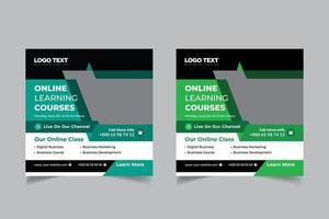 Online digital marketing course post template vector