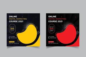 Online digital marketing course post template vector