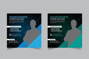 Online learning courses banner social media post vector