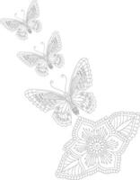 Mandala butterflies coloring pages for adults vector