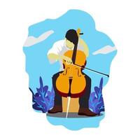 musicain playing classical music vector Illustration