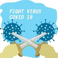 Vector illustration fight covid-19 corona virus. cure corona virus. earth fight virus concept. corona viruses vaccine concept. end of 2019-ncov.