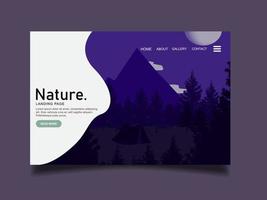 nature landing page,web template. camp mountain vector illustration.