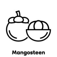 icono lineal de mangostán, vector, ilustración. vector