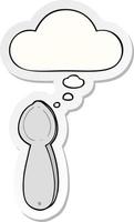 cartoon spoon and thought bubble as a printed sticker vector