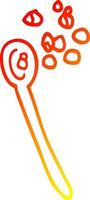 warm gradient line drawing cartoon cereal on a spoon vector