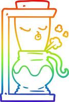 rainbow gradient line drawing cartoon filter coffee machine vector