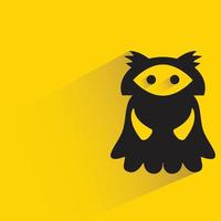 cute monster character with shadow on yellow background vector