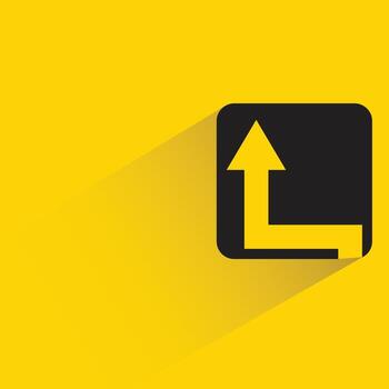 ahead arrow button with shadow on yellow background vector