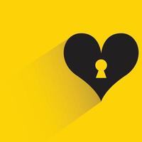 heart and keyhole on yellow background vector illustration