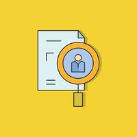 resume and magnifier glass icon on yellow background vector