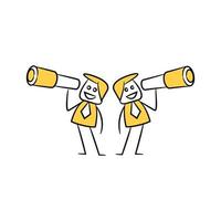 businessman and binoculars cartoon illustration vector