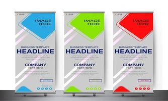 set of roll up banner templates, colorful abstract background vector