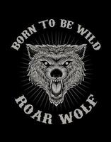 Illustration roaring wolf vector