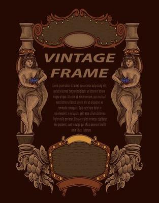 Vintage frames in baroque antique style. engraving retro frames ornament.